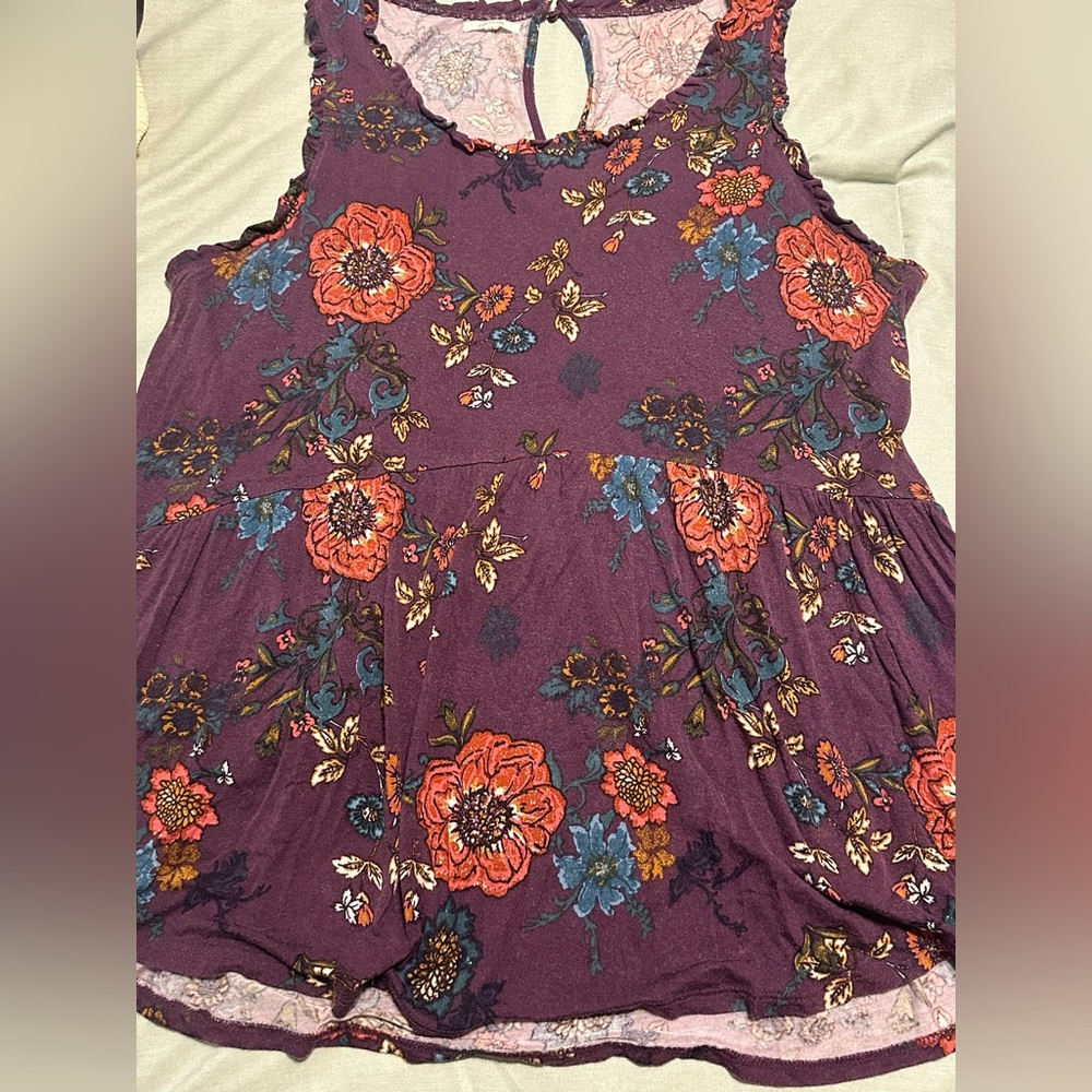 Maurices Purple Floral Tank Top